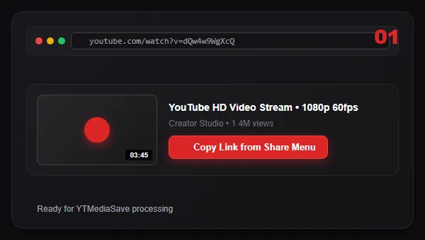 Step 1: Copy YouTube video or Shorts link from browser or share menu